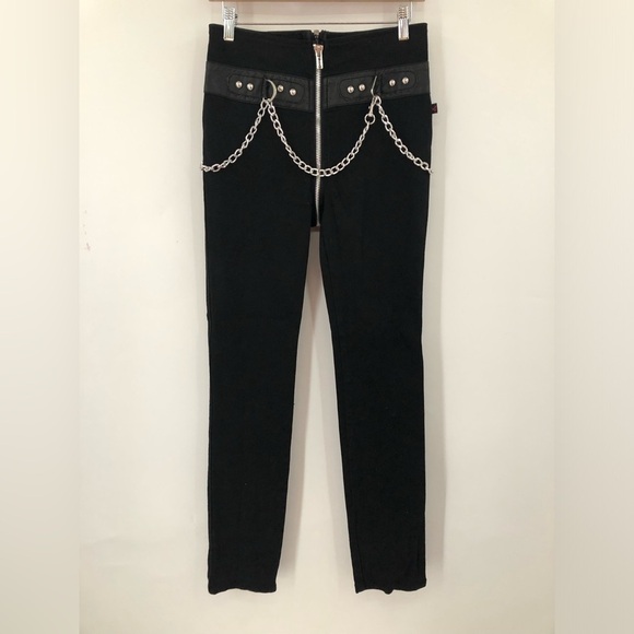 Royal Bones 7 Tripp NYC chain jeans 8 women’s black skinny full zipper goth 0615 - Picture 3 of 14